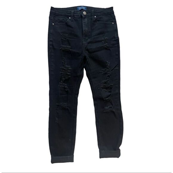 Juniors Womens Wax Jean Los Angeles Mid Rise Skinny Distressed Jeans - Sz 7 28 - Picture 2 of 2